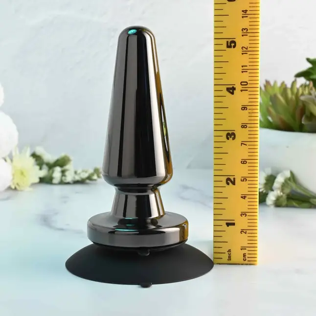 Черная анальная вибропробка Advanced Metal Plug - 13,8 см. Фотография 14.
