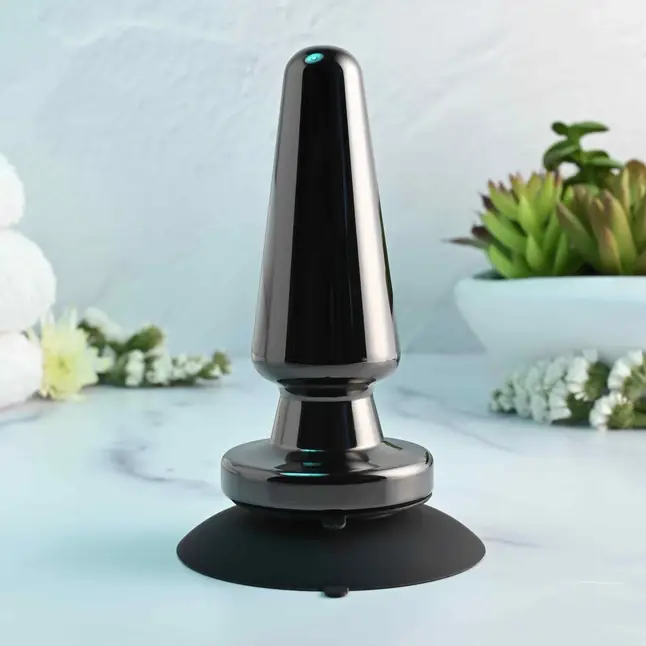 Черная анальная вибропробка Advanced Metal Plug - 13,8 см. Фотография 8.