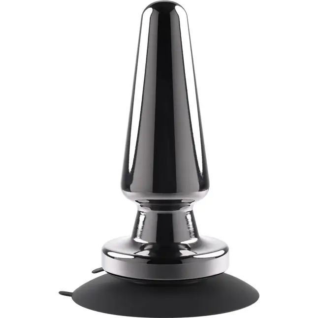 Черная анальная вибропробка Advanced Metal Plug - 13,8 см