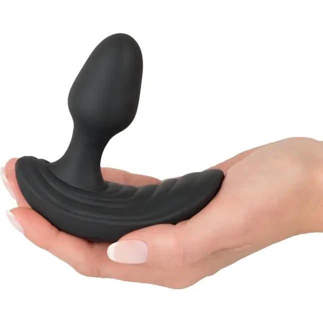 Черный вибростимулятор простаты Butt Plug с функцией расширения - 10,7 см. Фотография 3.