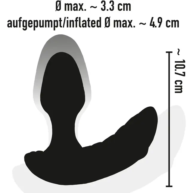 Черный вибростимулятор простаты Butt Plug с функцией расширения - 10,7 см. Фотография 5.