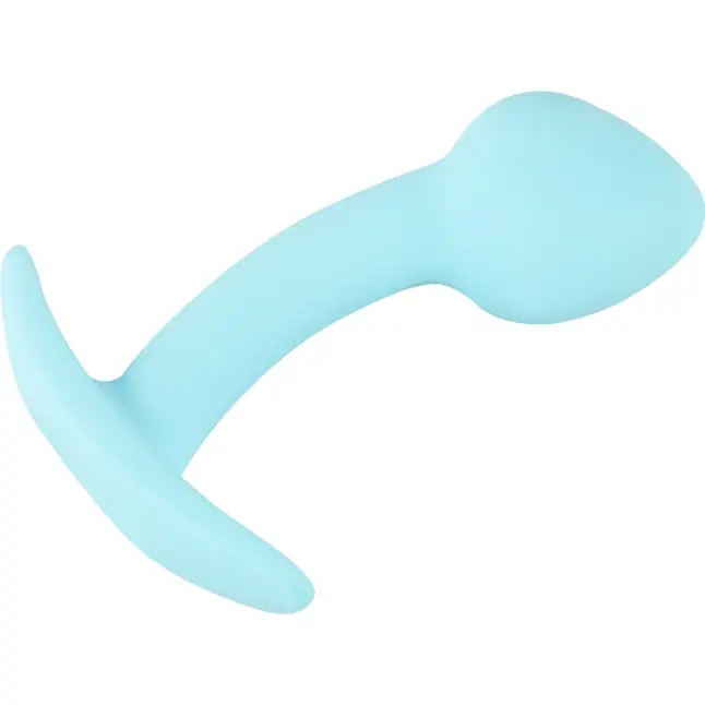 Голубая анальная втулка Mini Butt Plug - 7,1 см. Фотография 8.
