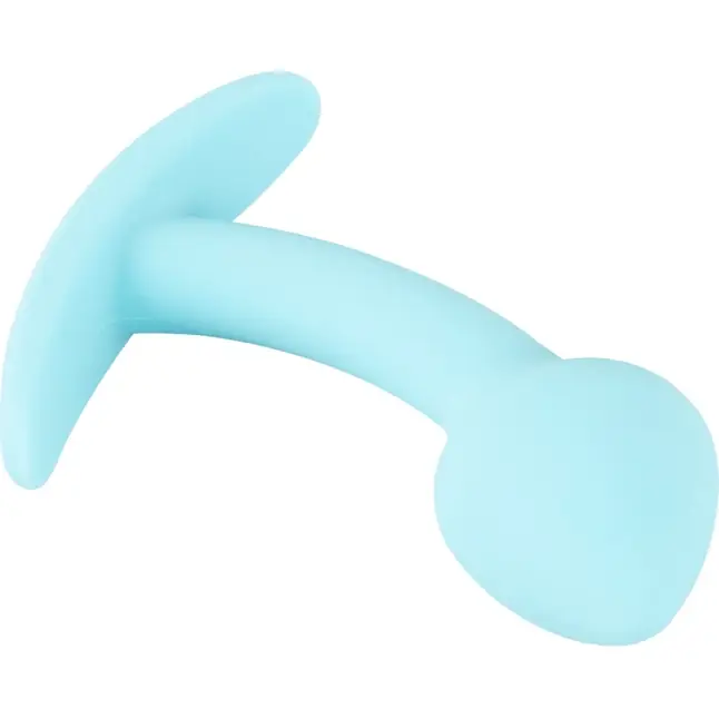 Голубая анальная втулка Mini Butt Plug - 7,1 см. Фотография 9.