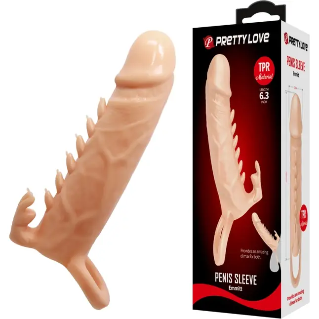 Телесная удлиняющая насадка Penis Sleeve Emmitt - 17 см - Pretty Love. Фотография 7.