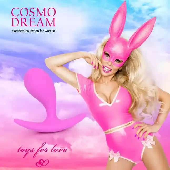 Розовая анальная втулка с ограничителем - 5,5 см - COSMO DREAM. Фотография 7.