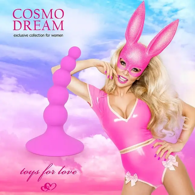 Розовая анальная втулка-елочка - 9,5 см - COSMO DREAM. Фотография 7.