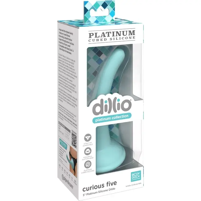Аквамариновая насадка для страпона Curious Five на присоске - 14,6 см - Dillio Platinum. Фотография 2.