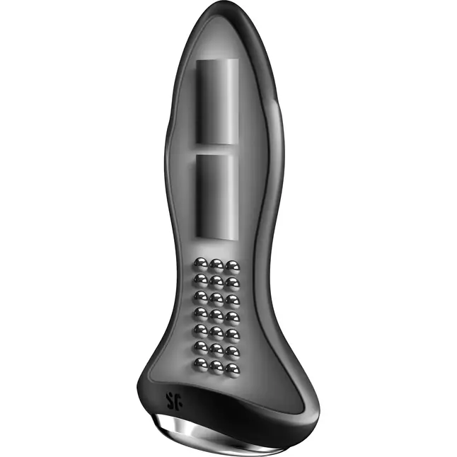 Черная вибропробка с ротацией бусин Rotator Plug 1 - 12,8 см. Фотография 2.
