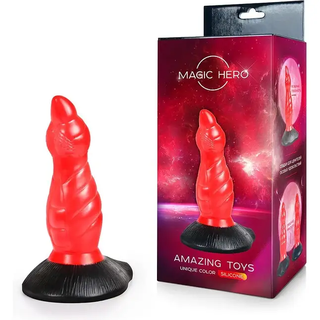 Красно-черный фантазийный фаллоимитатор - 19 см - MAGIC HERO. Фотография 2.