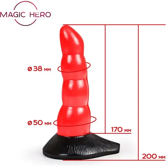 Красно-черный фаллоимитатор-елочка - 20 см - MAGIC HERO. Фотография 5.