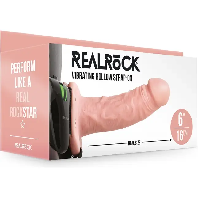 Телесный реалистичный вибрострапон-фаллопротез - 18,5 см - RealRock. Фотография 8.