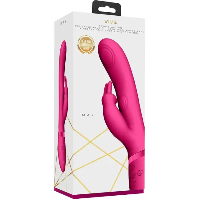 Розовый вибромассажер May Pulse-Wave C-spot G-Spot Rabbit - 22 см - Vive. Фотография 2.