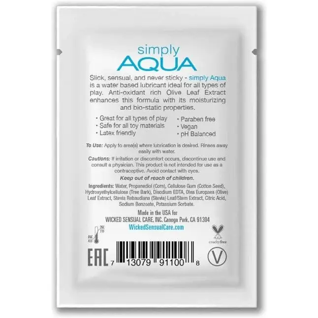 Легкий лубрикант на водной основе Wicked Simply AQUA - 3 мл - Simply. Фотография 2.