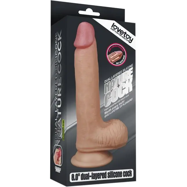 Телесный фаллоимитатор 8 Dual-Layered Silicone Nature Cock - 20,5 см. Фотография 5.