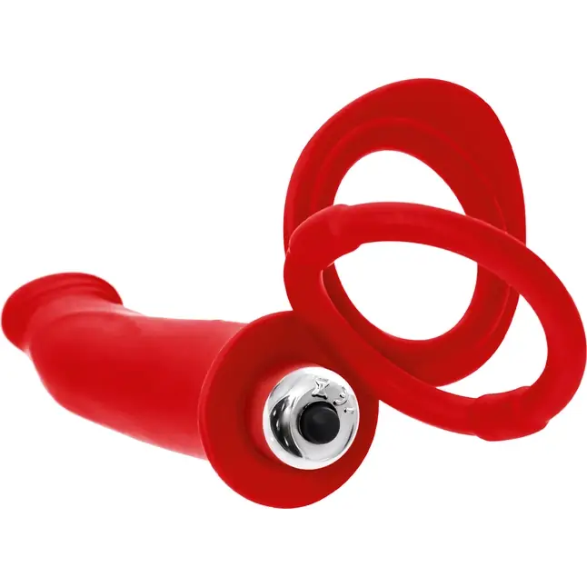 Красная насадка на пенис для двойного проникновения - 19 см - Black Red. Фотография 6.