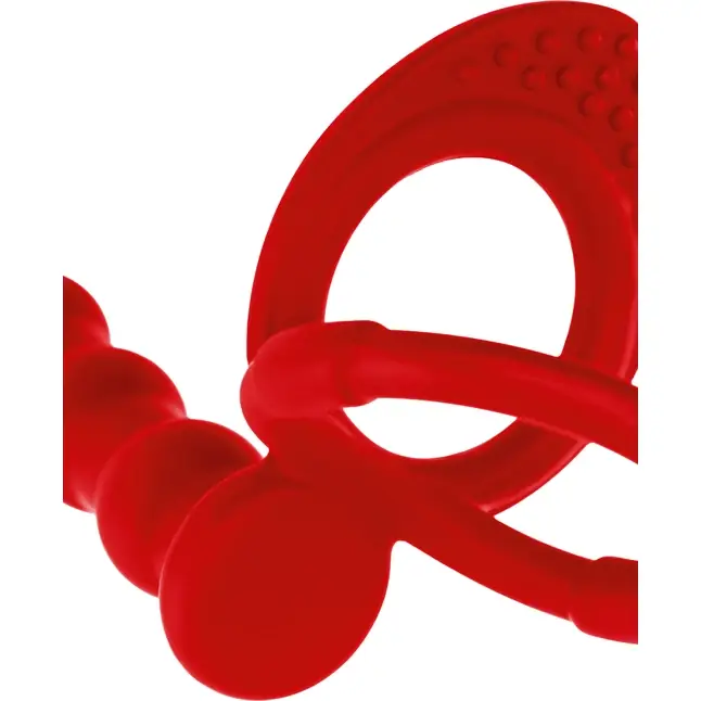 Красная насадка на пенис для двойного проникновения - 19,5 см - Black Red. Фотография 10.