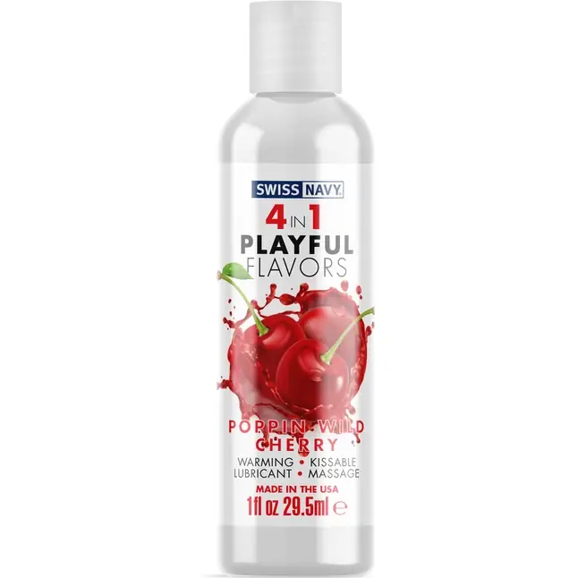 Массажный гель 4-в-1 Poppin Wild Cherry с ароматом вишни - 29,5 мл - 4-in-1 Playful Flavors