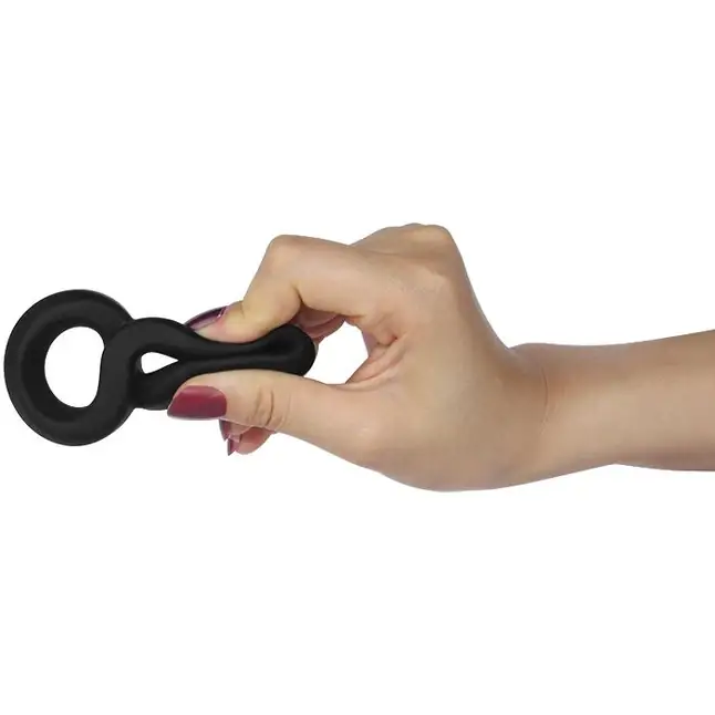 Черное двойное эрекционное кольцо Ultra Soft Platinum Cure Silicone Cockring. Фотография 3.