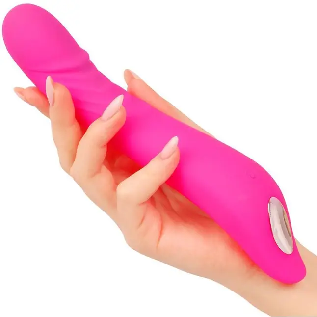 Розовый изогнутый вибромассажёр из силикона для G-стимуляции - 21,3 см - COSMO ORGASM. Фотография 3.