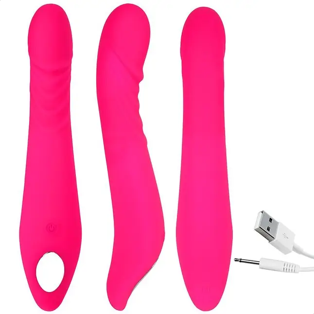 Розовый изогнутый вибромассажёр из силикона для G-стимуляции - 21,3 см - COSMO ORGASM. Фотография 4.