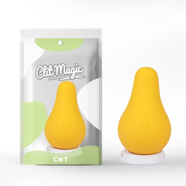 Желтый перезаряжаемый вибратор Juicy Pear - 8,2 см