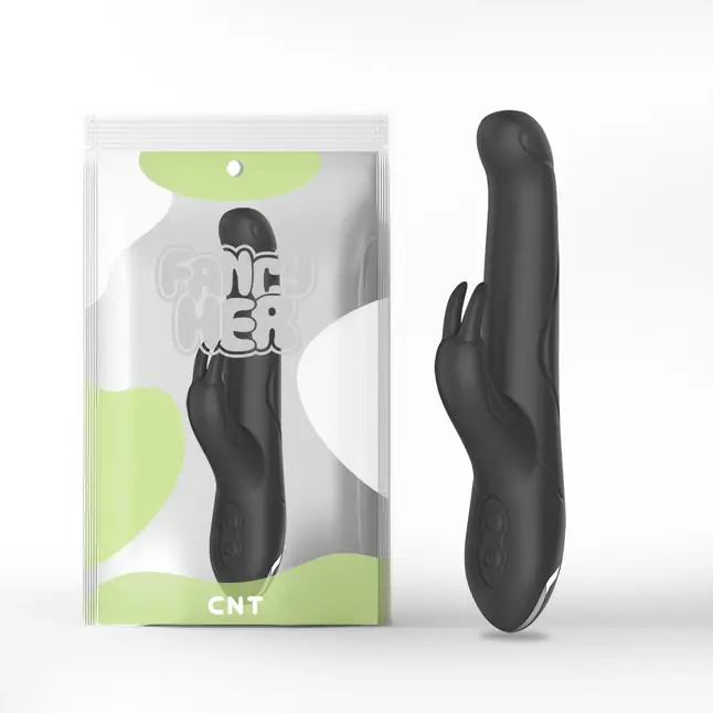 Черный перезаряжаемый вибратор Pleaser Rabbit - 23 см