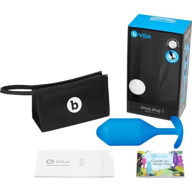 Синяя пробка для ношения B-vibe Snug Plug 5 - 14 см. Фотография 5.