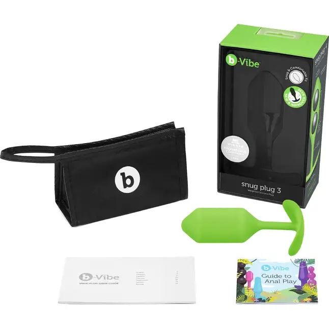 Лаймовая пробка для ношения B-vibe Snug Plug 3 - 12,7 см. Фотография 5.