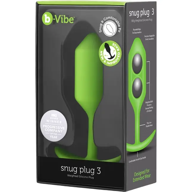 Лаймовая пробка для ношения B-vibe Snug Plug 3 - 12,7 см. Фотография 6.