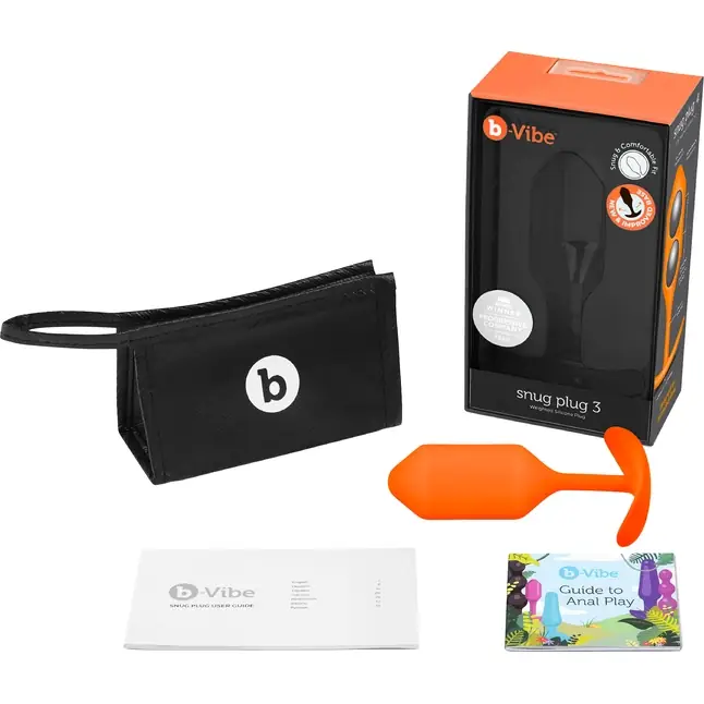 Оранжевая пробка для ношения B-vibe Snug Plug 3 - 12,7 см. Фотография 5.