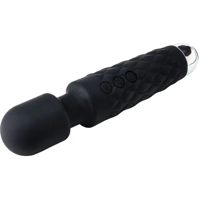 Черный перезаряжаемый wand-вибратор - 20,5 см - Devi toy. Фотография 3.