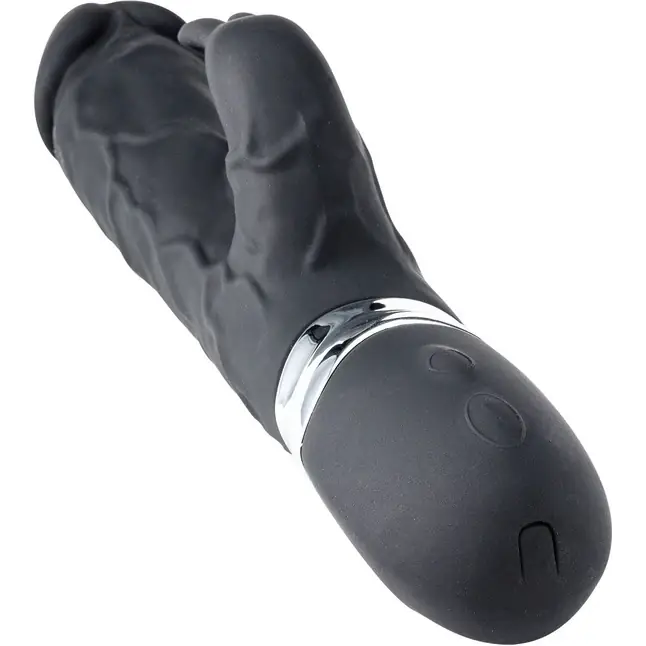 Черный реалистичный вибратор-кролик - 23 см - Devi toy. Фотография 2.