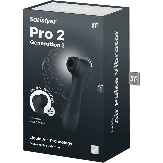 Черный вакуумный стимулятор клитора Satisfyer Pro 2 Generation 3. Фотография 2.