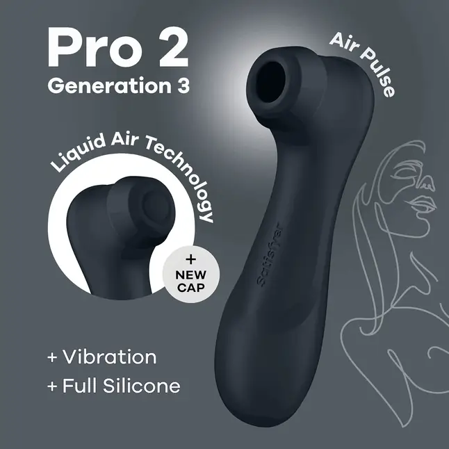 Черный вакуумный стимулятор клитора Satisfyer Pro 2 Generation 3. Фотография 6.