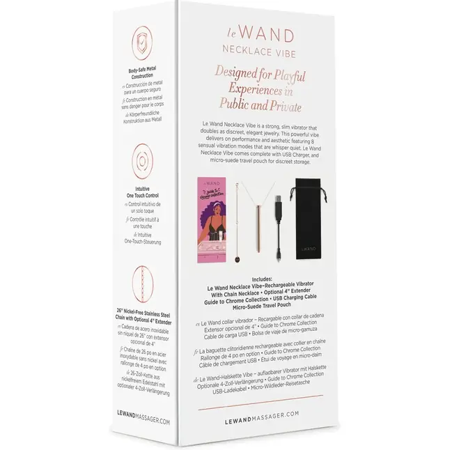 Золотистый вибростимулятор-кулон на цепочке Necklace Rechargeable Vibrator. Фотография 9.