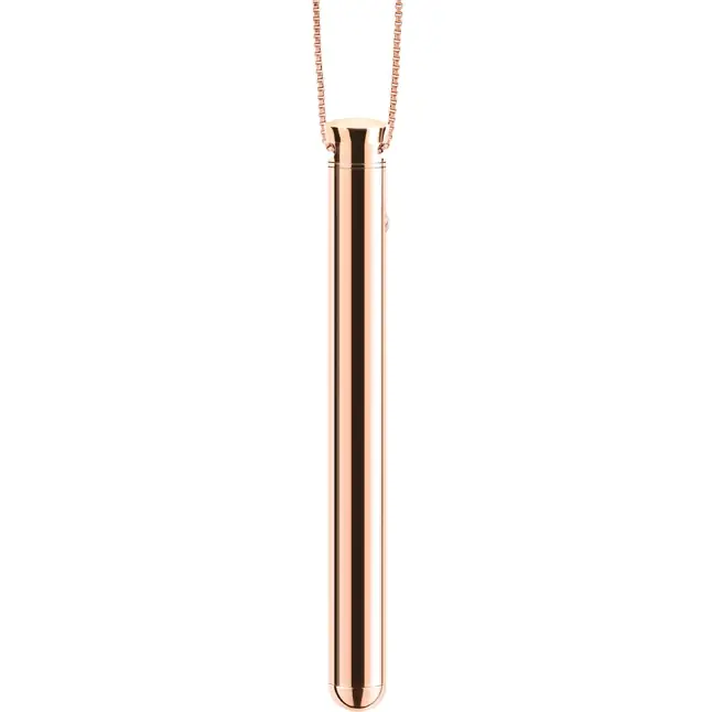 Золотистый вибростимулятор-кулон на цепочке Necklace Rechargeable Vibrator