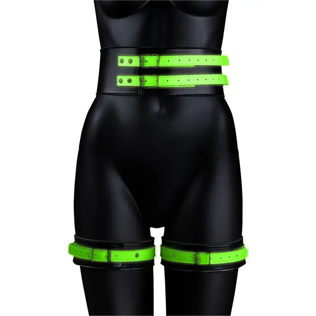 Набор для бондажа Thigh Cuffs with Belt and Handcuffs - размер S-M - Ouch!