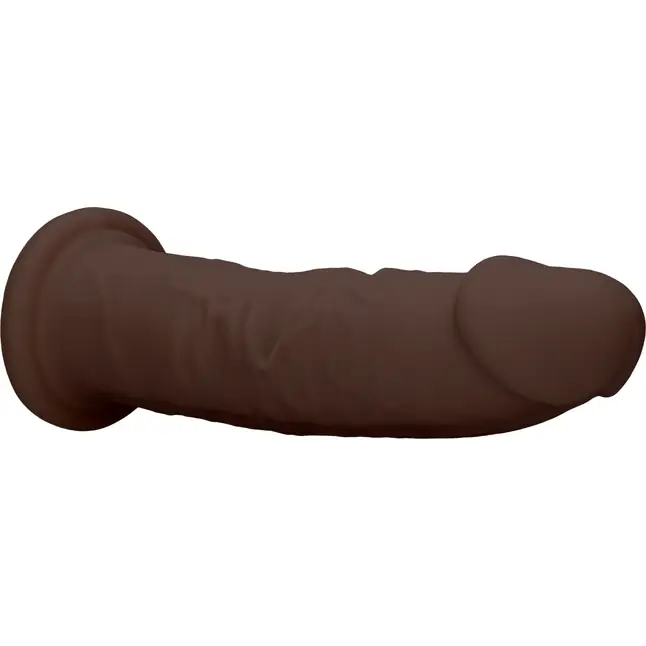 Коричневый фаллоимитатор без мошонки Silicone Dildo Without Balls - 22,8 см - RealRock. Фотография 8.