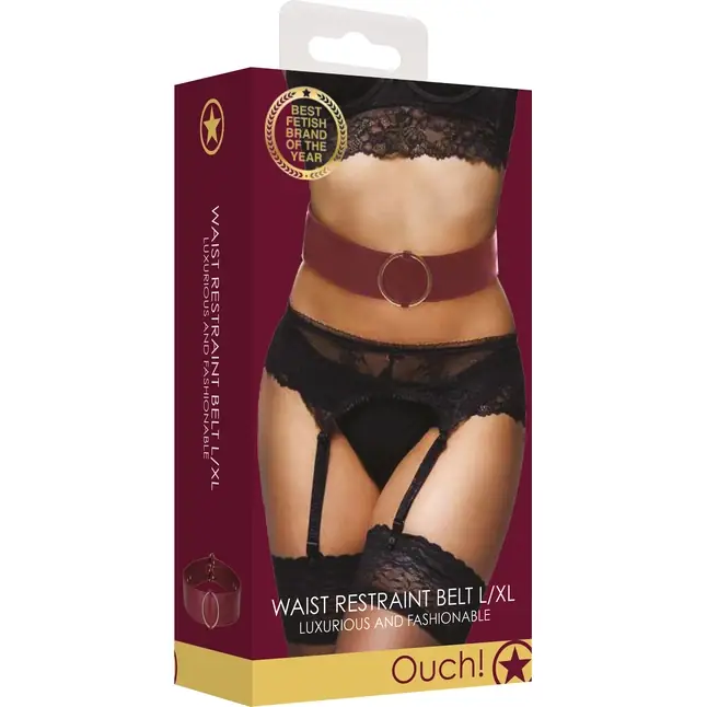 Бордовый ремень Halo Waist Belt - размер L-XL - Ouch!. Фотография 3.