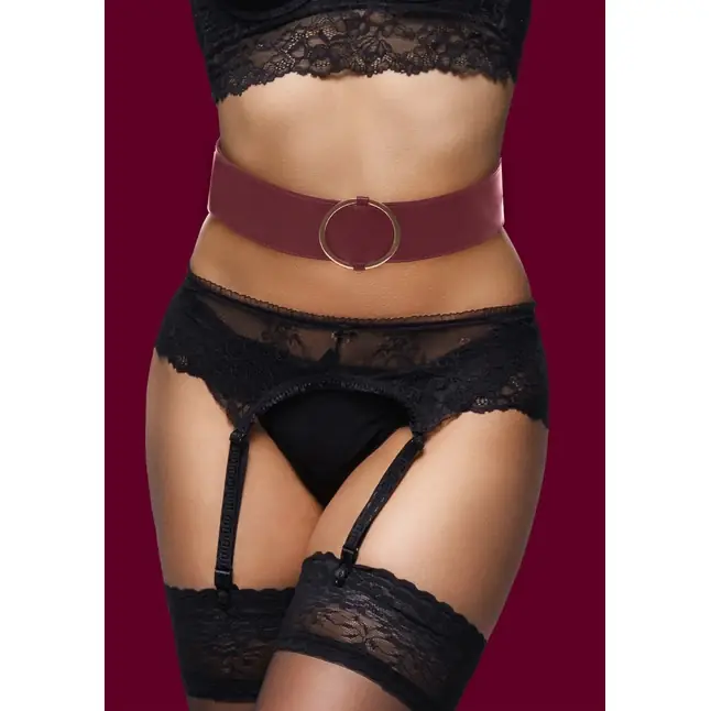 Бордовый ремень Halo Waist Belt - размер L-XL - Ouch!. Фотография 5.