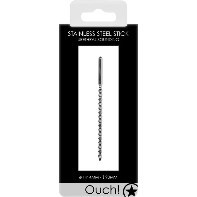 Серебристый стимулятор уретры из металла Urethral Sounding Metal Stick - 9 см - Ouch!. Фотография 2.