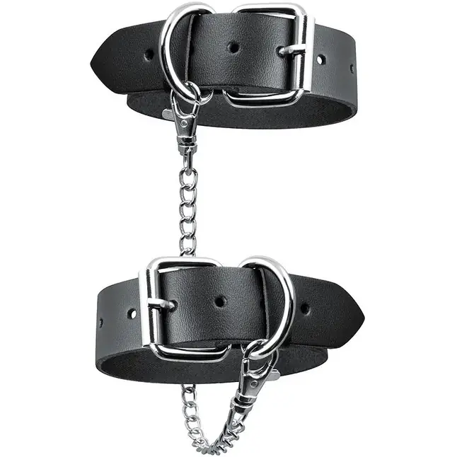 Черные кожаные оковы в в минималистичном дизайне - NOTABU REAL LEATHER