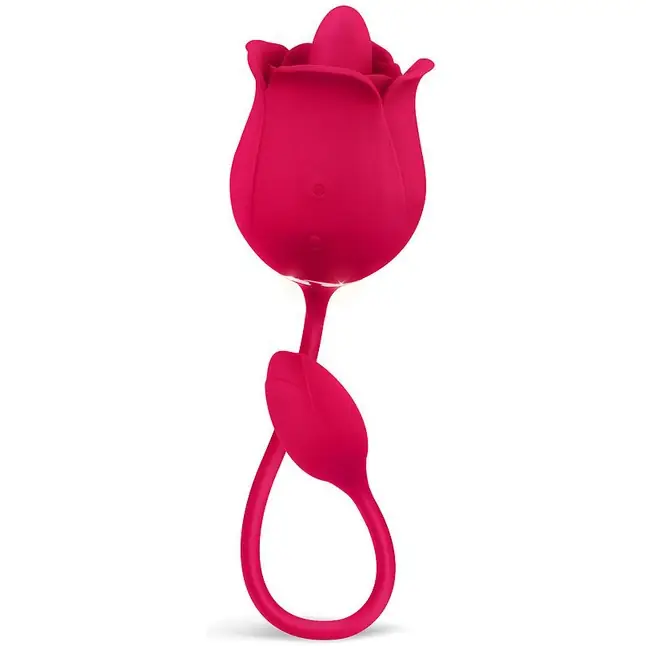 Малиновый вибростимулятор клитора с подвижным язычком - VIVA ROSE TOYS. Фотография 2.