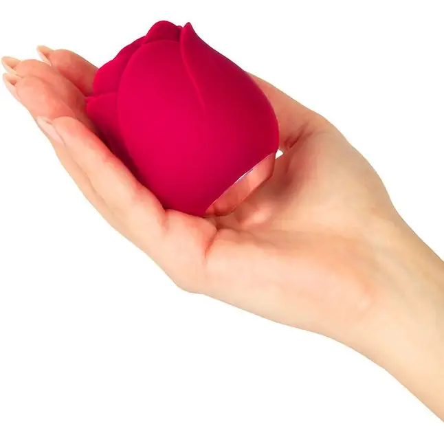 Малиновый вибростимулятор в форме бутона розы - VIVA ROSE TOYS. Фотография 3.