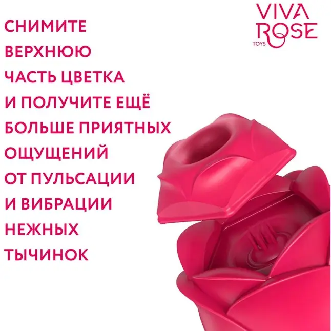 Малиновый вибростимулятор в форме бутона розы - VIVA ROSE TOYS. Фотография 6.