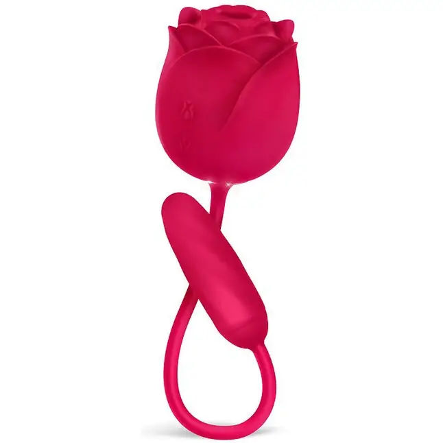 Малиновый двойной вибростимулятор - VIVA ROSE TOYS. Фотография 2.