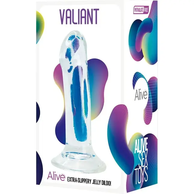Прозрачный фаллоимитатор на присоске Valiant Jelly Dildo - 18 см - Alive. Фотография 2.