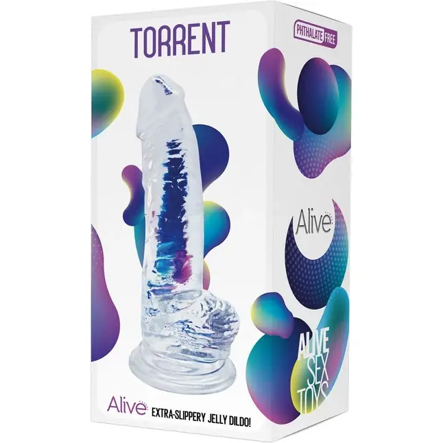 Прозрачный фаллоимитатор на присоске Torrent Jelly Dildo - 20,6 см - Alive. Фотография 2.
