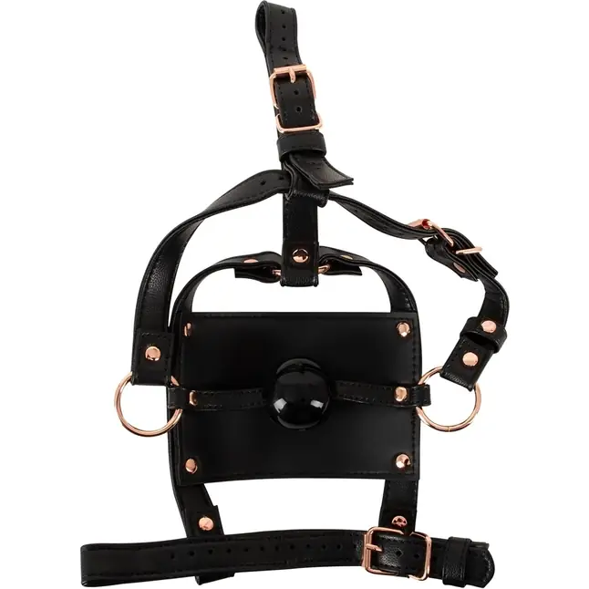 Черный намордник с кляпом-шаром Head Harness With A Gag - Bad Kitty. Фотография 6.