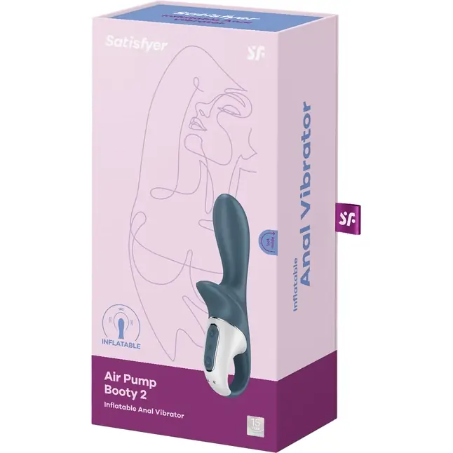 Серый анальный вибратор с функцией расширения Air Pump Booty 2. Фотография 2.